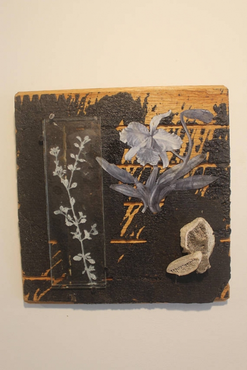 Mixed Media Collage with Oregano + Orchid
